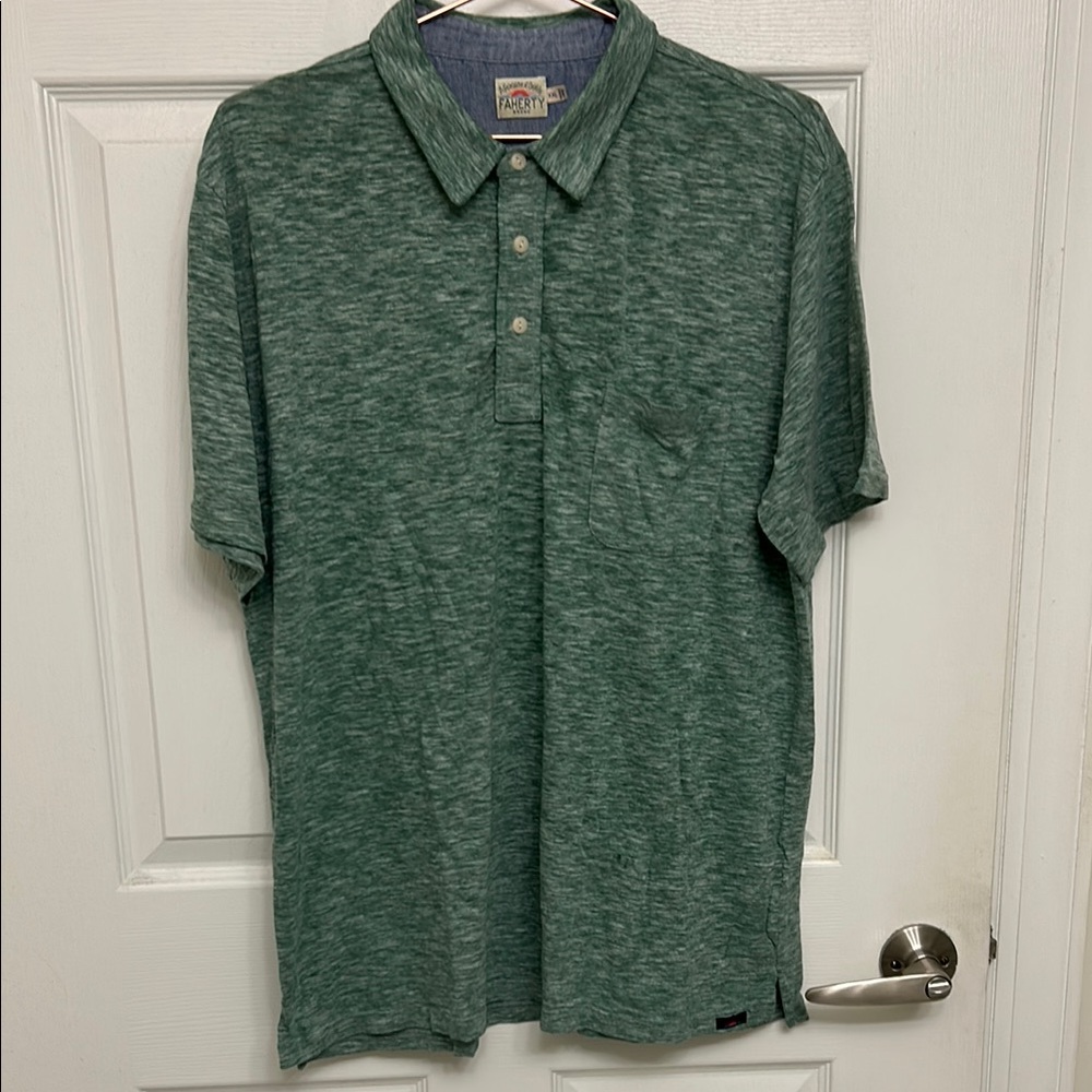 Faherty Men’s Polo in Light Green Heather